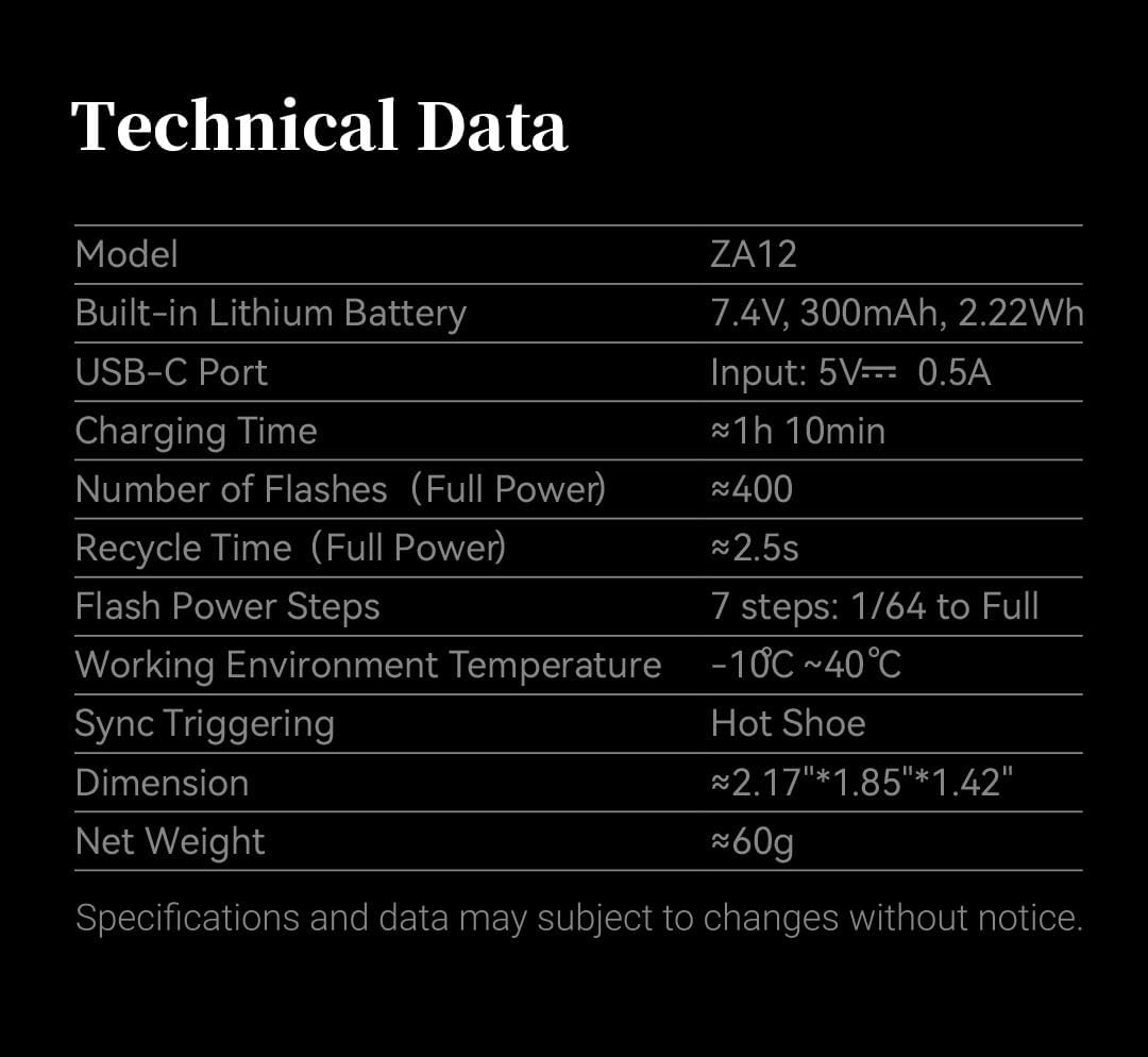 ZENIKO ZA12 Dual-Dial Camera Flash
